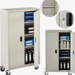 Arebos Aktenschrank_Garagenschrank 155 x 90 x 40 cm mit Rollen Discount