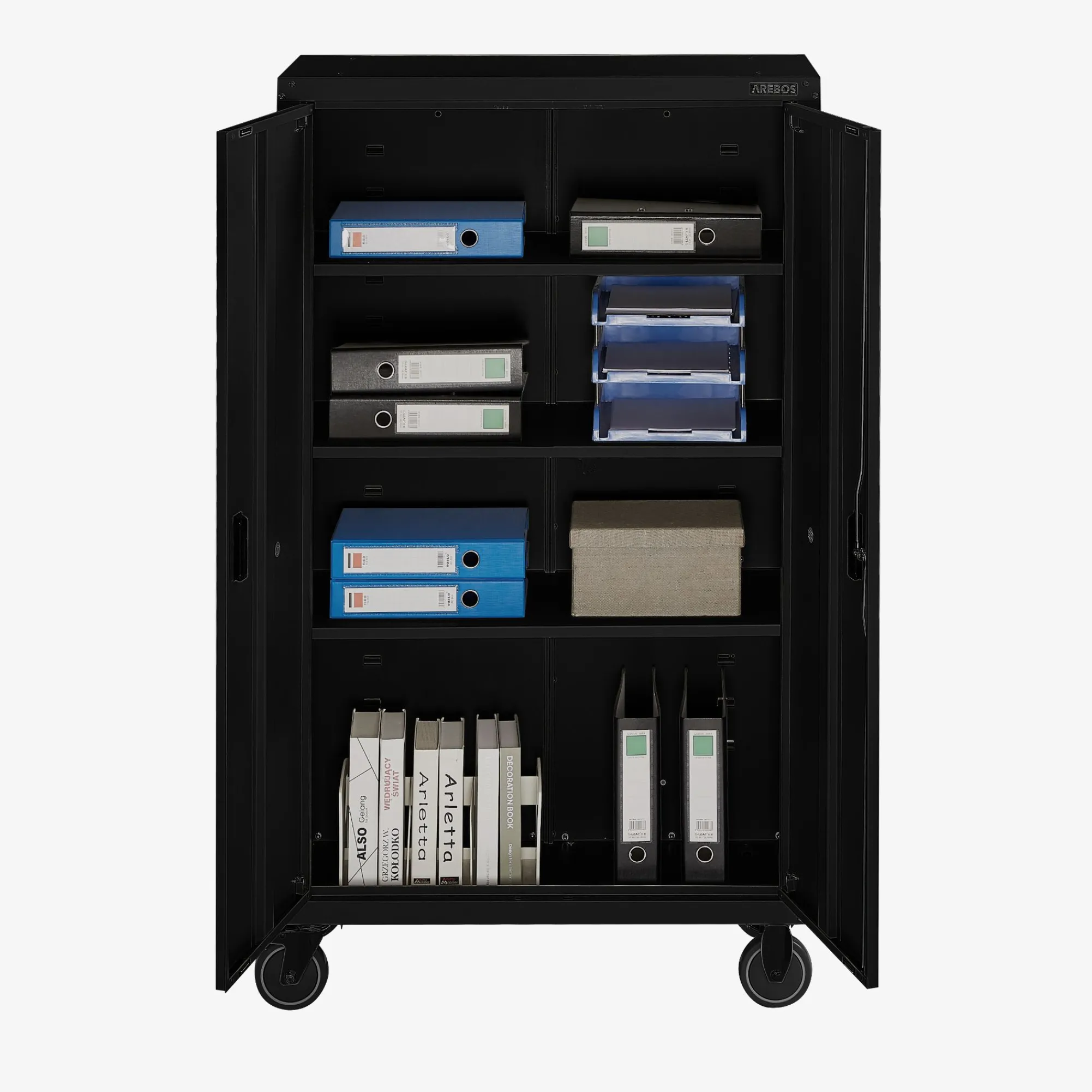 Arebos Aktenschrank_Garagenschrank 155 x 90 x 40 cm mit Rollen Discount