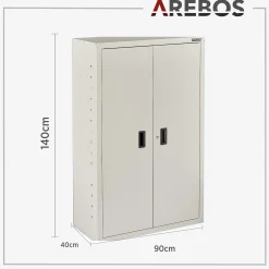 Arebos Aktenschrank_Garagenschrank 140 x 90 x 40 cm Schwarz Best