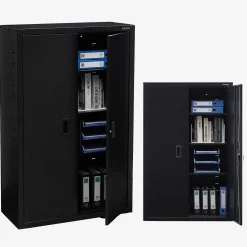 Arebos Aktenschrank_Garagenschrank 140 x 90 x 40 cm Schwarz Best