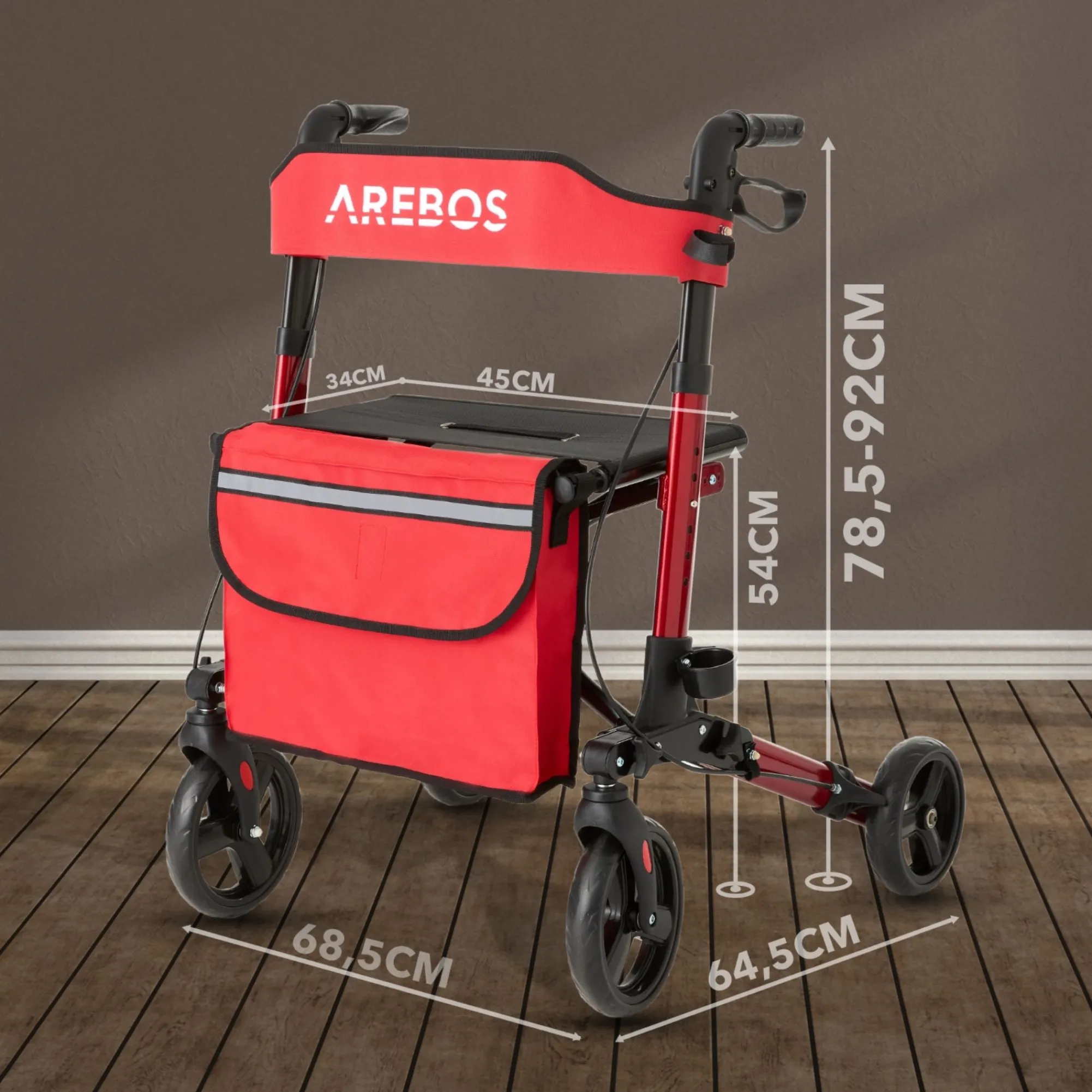 Arebos Alu Rollator - klappbar inkl. Einkaufstasche New