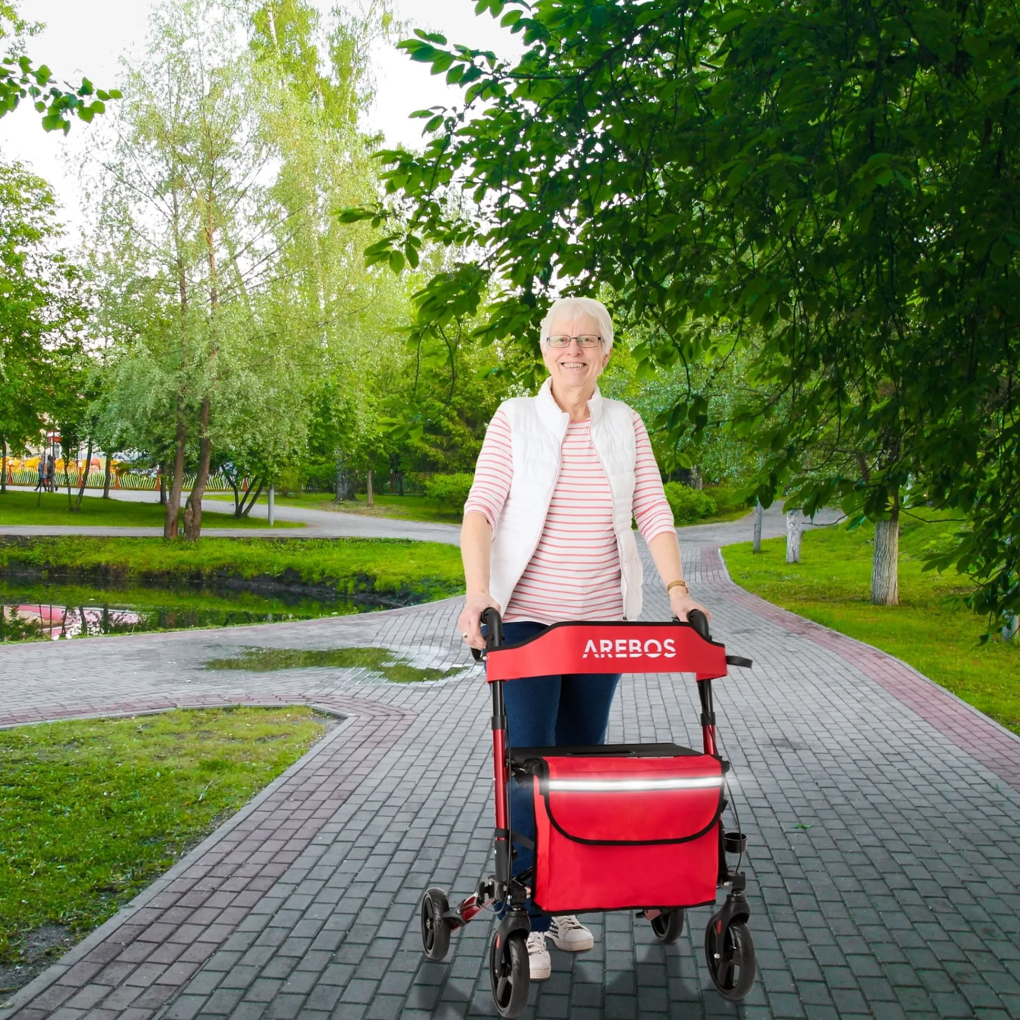 Arebos Alu Rollator - klappbar inkl. Einkaufstasche New