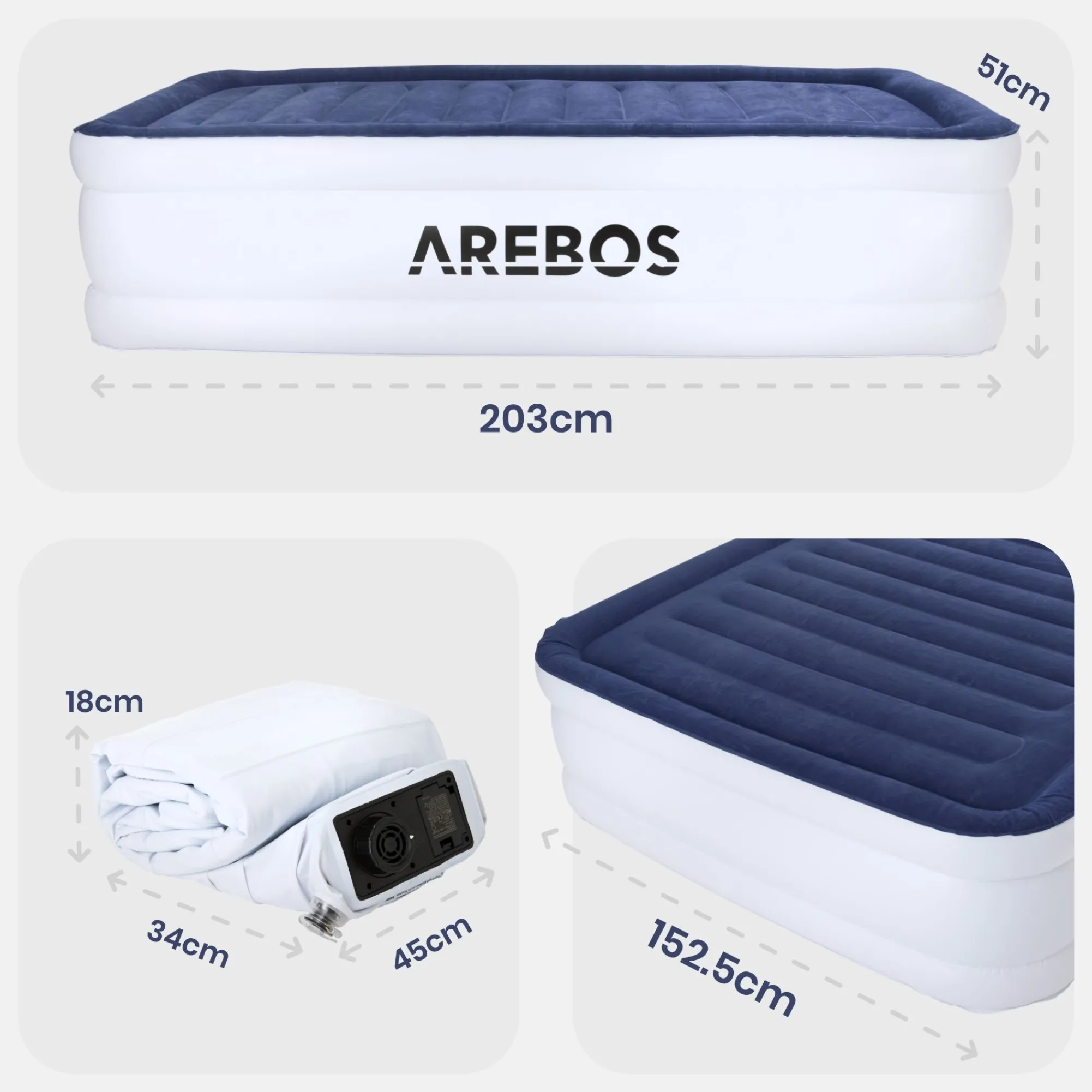 Arebos Aufblasbare Matratze Luftbett Doppel Outlet