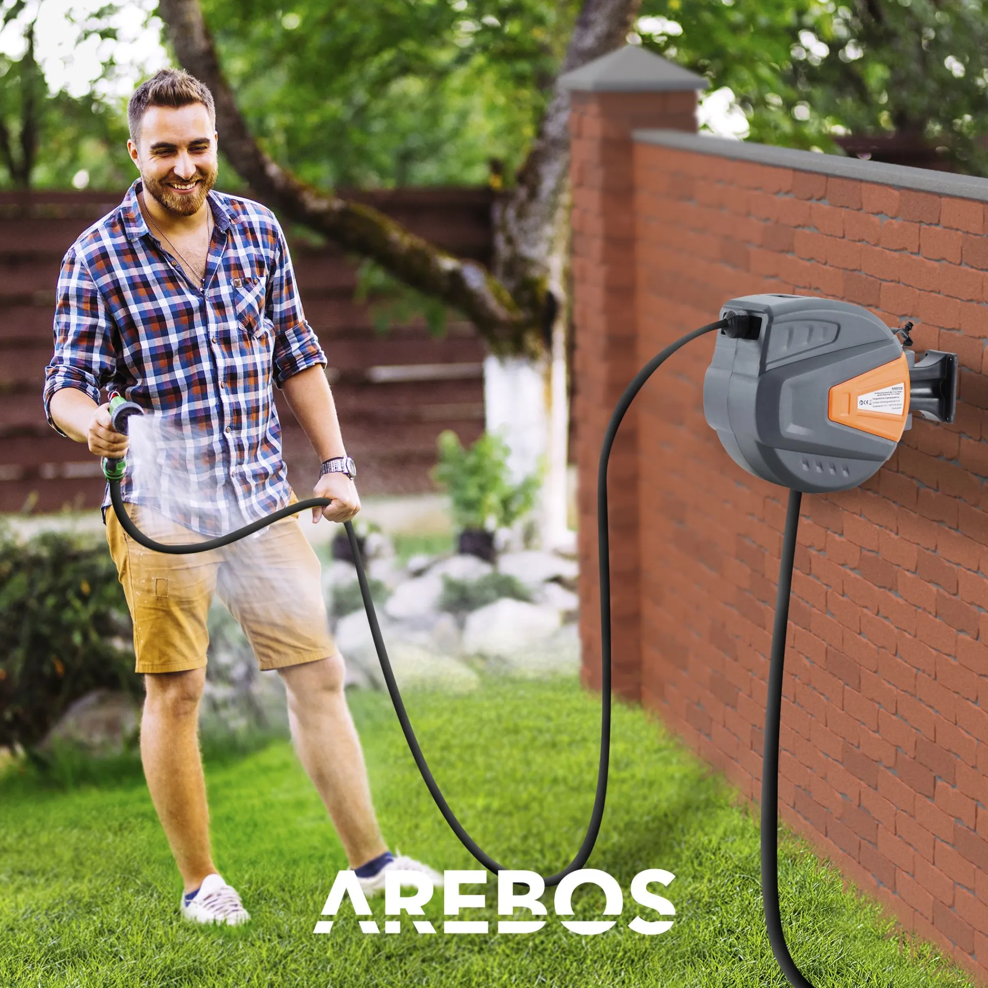 Arebos Automatischer Gartenschlauchaufroller 30 m Sale