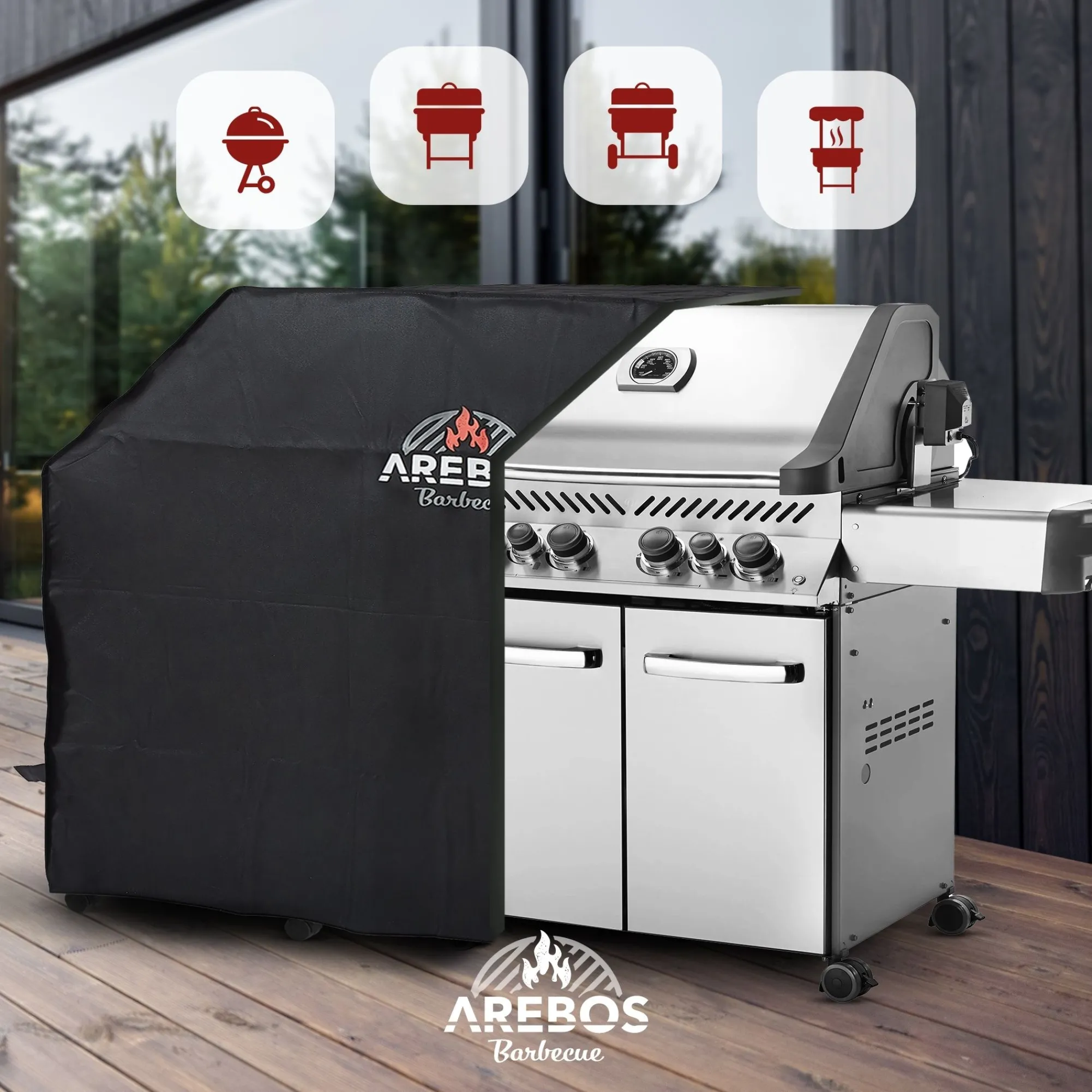 Arebos BBQ Grillhaube Abdeckung 147 x 61 x 122 cm Sale
