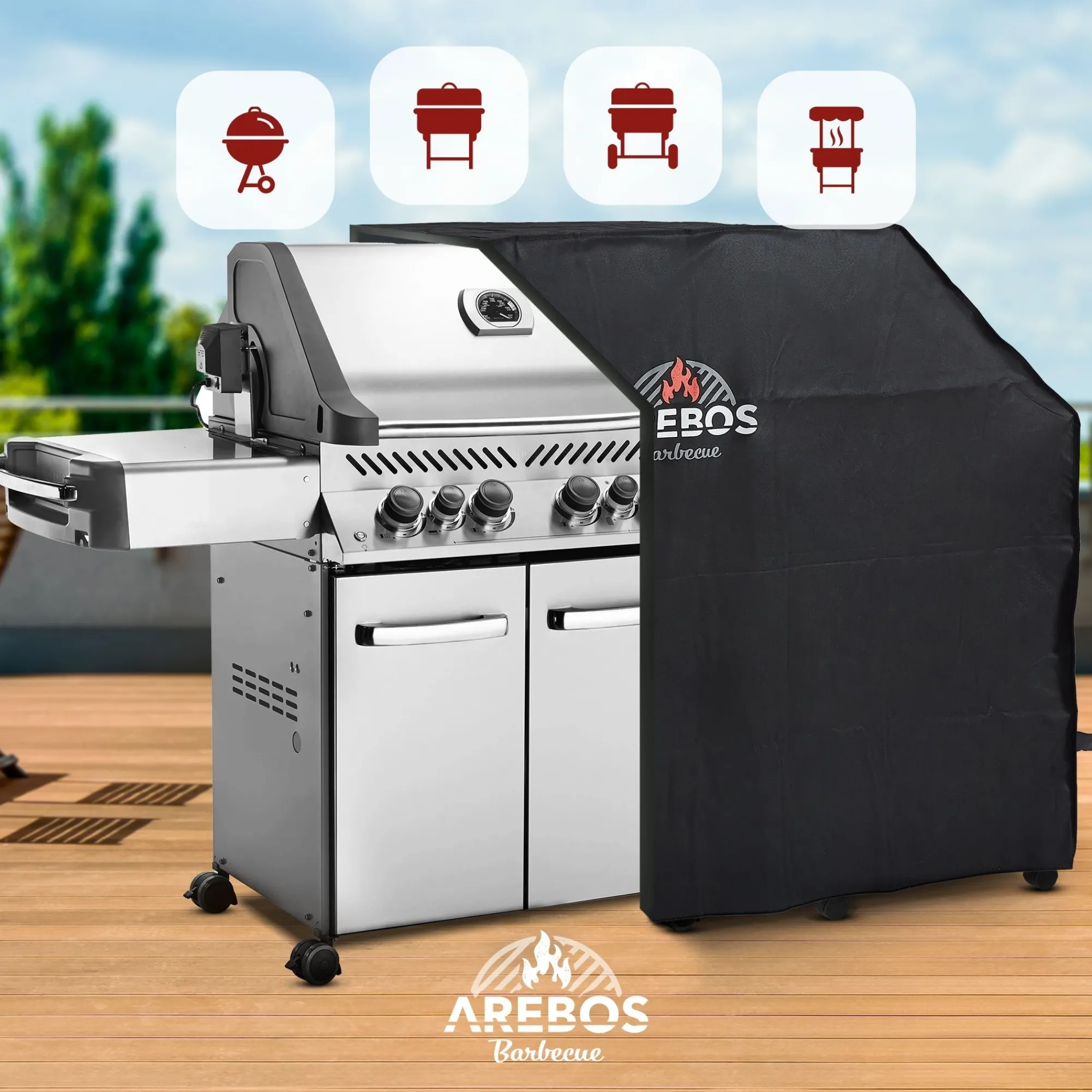 Arebos BBQ Grillhaube Abdeckung 163 x 61 x 122 cm Outlet