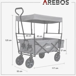 Arebos Bollerwagen mit Dach ECO Clearance