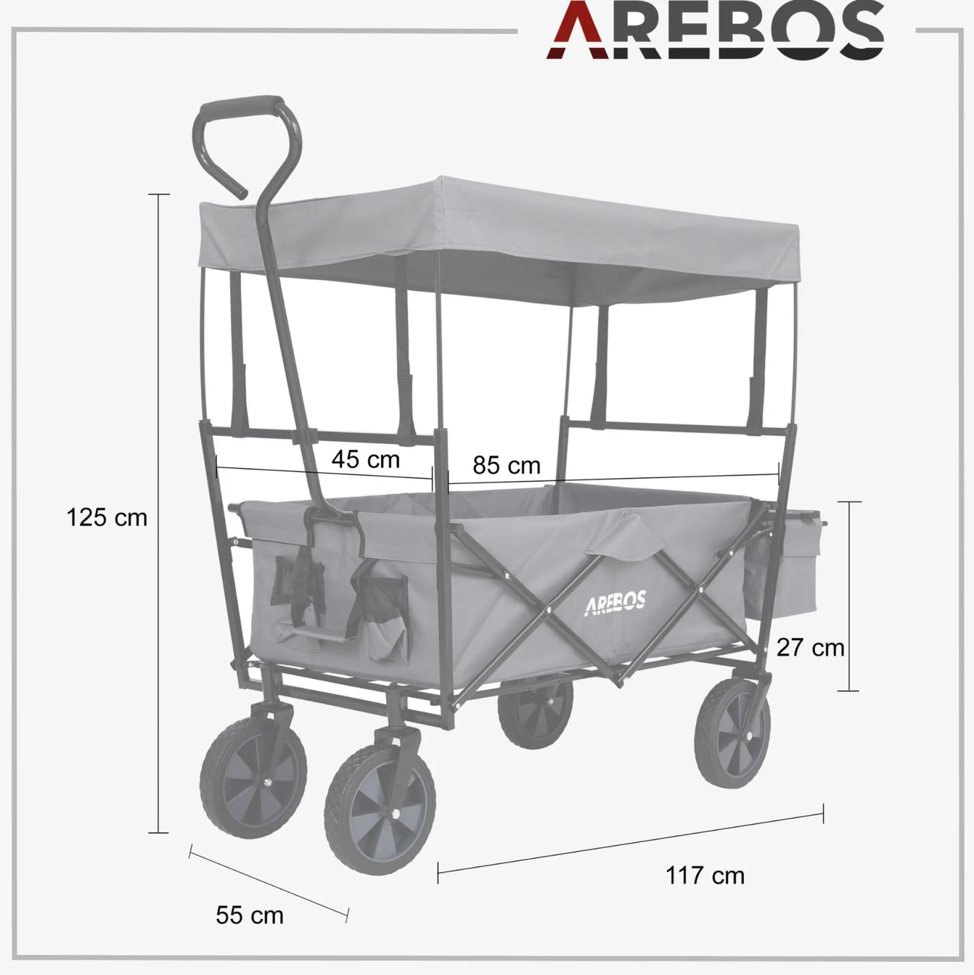 Arebos Bollerwagen mit Dach ECO Clearance