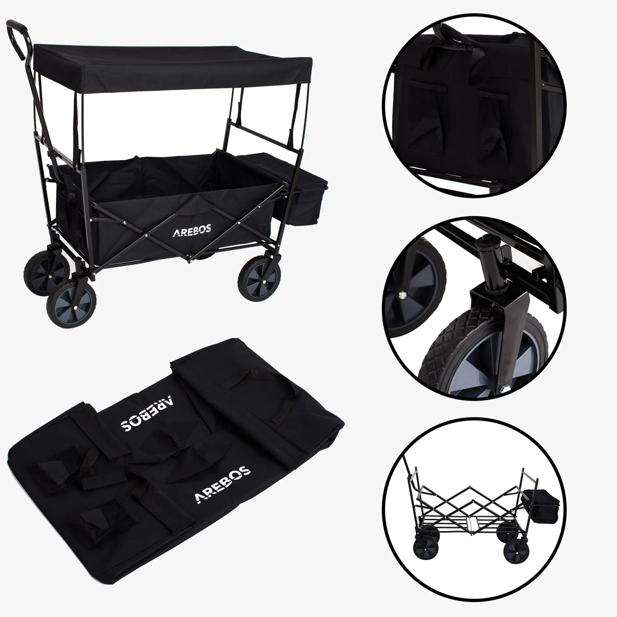 Arebos Bollerwagen mit Dach ECO Clearance