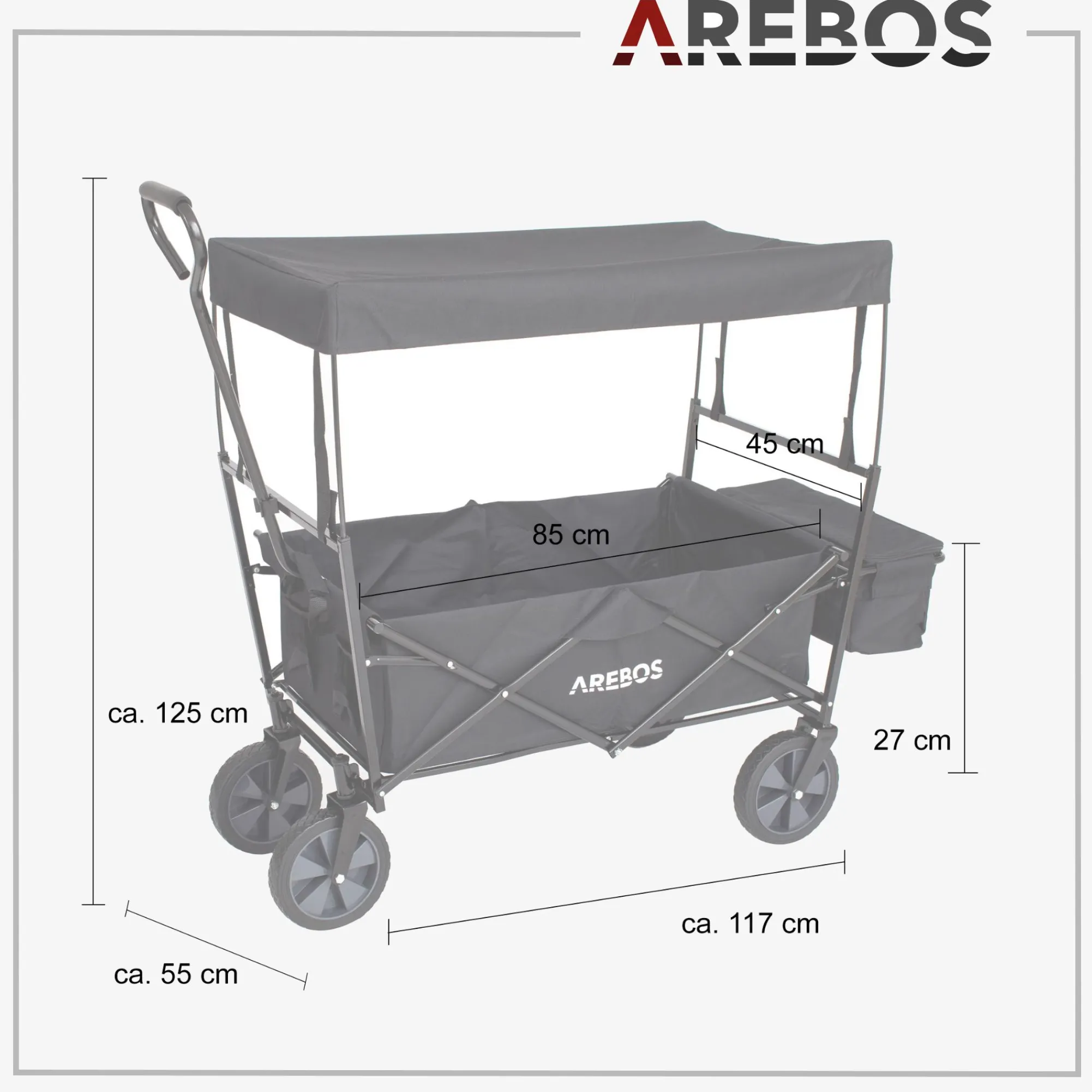 Arebos Bollerwagen mit Dach ECO Clearance