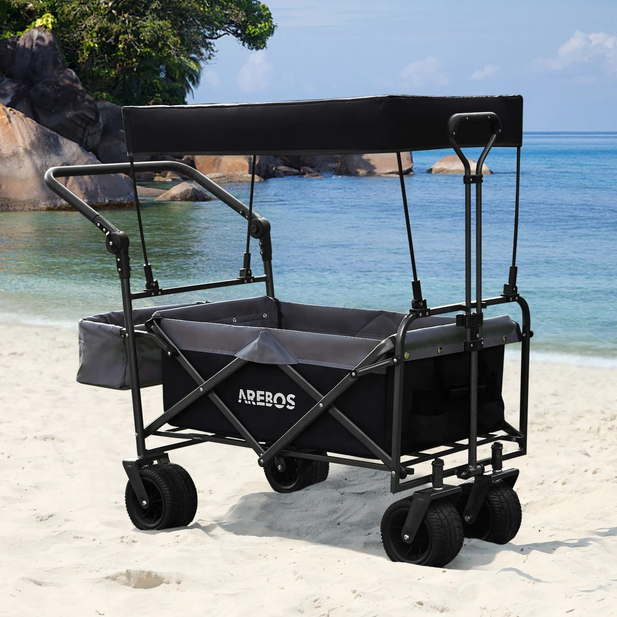 Arebos Bollerwagen mit Dach - Luxus Clearance
