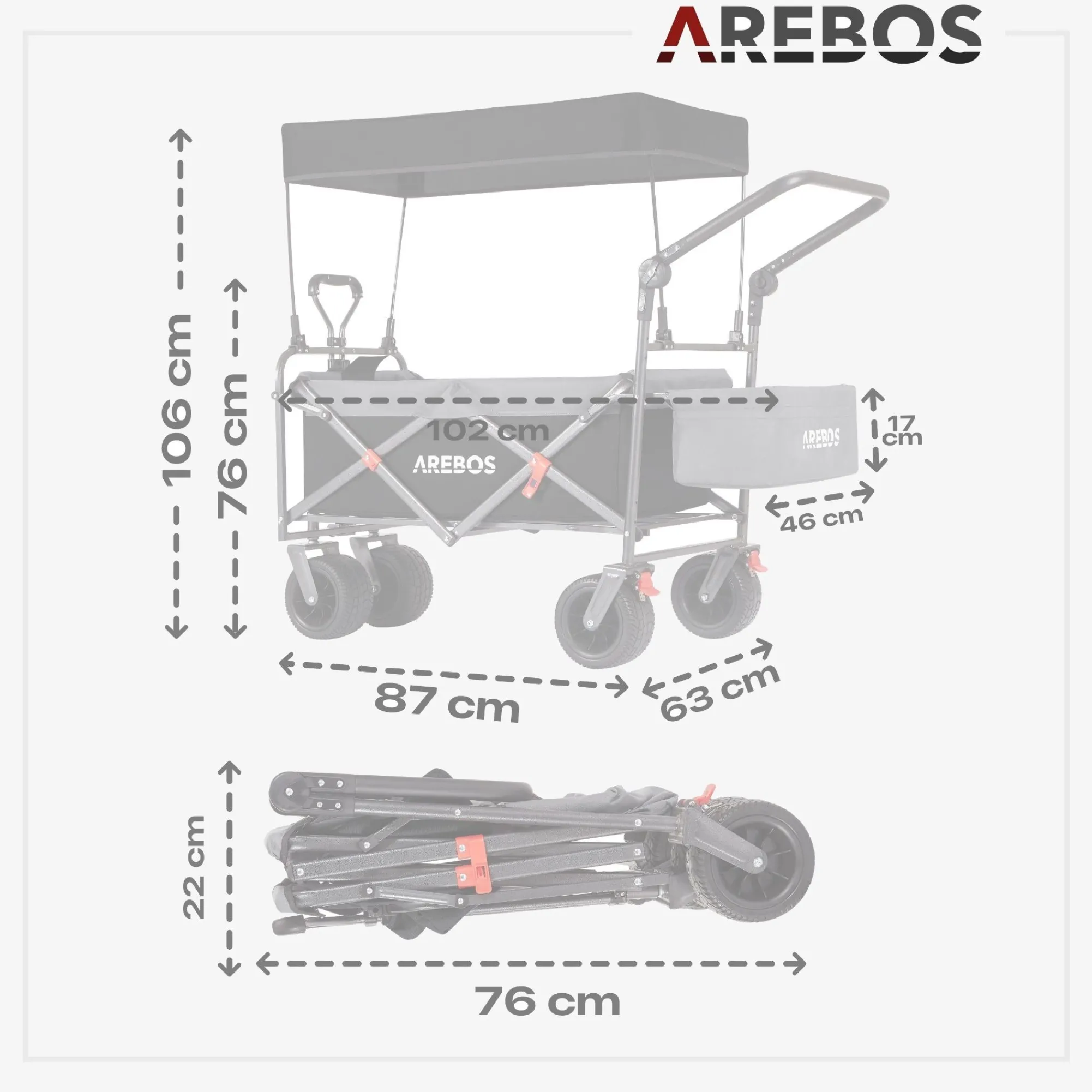 Arebos Bollerwagen mit Dach - Luxus Clearance