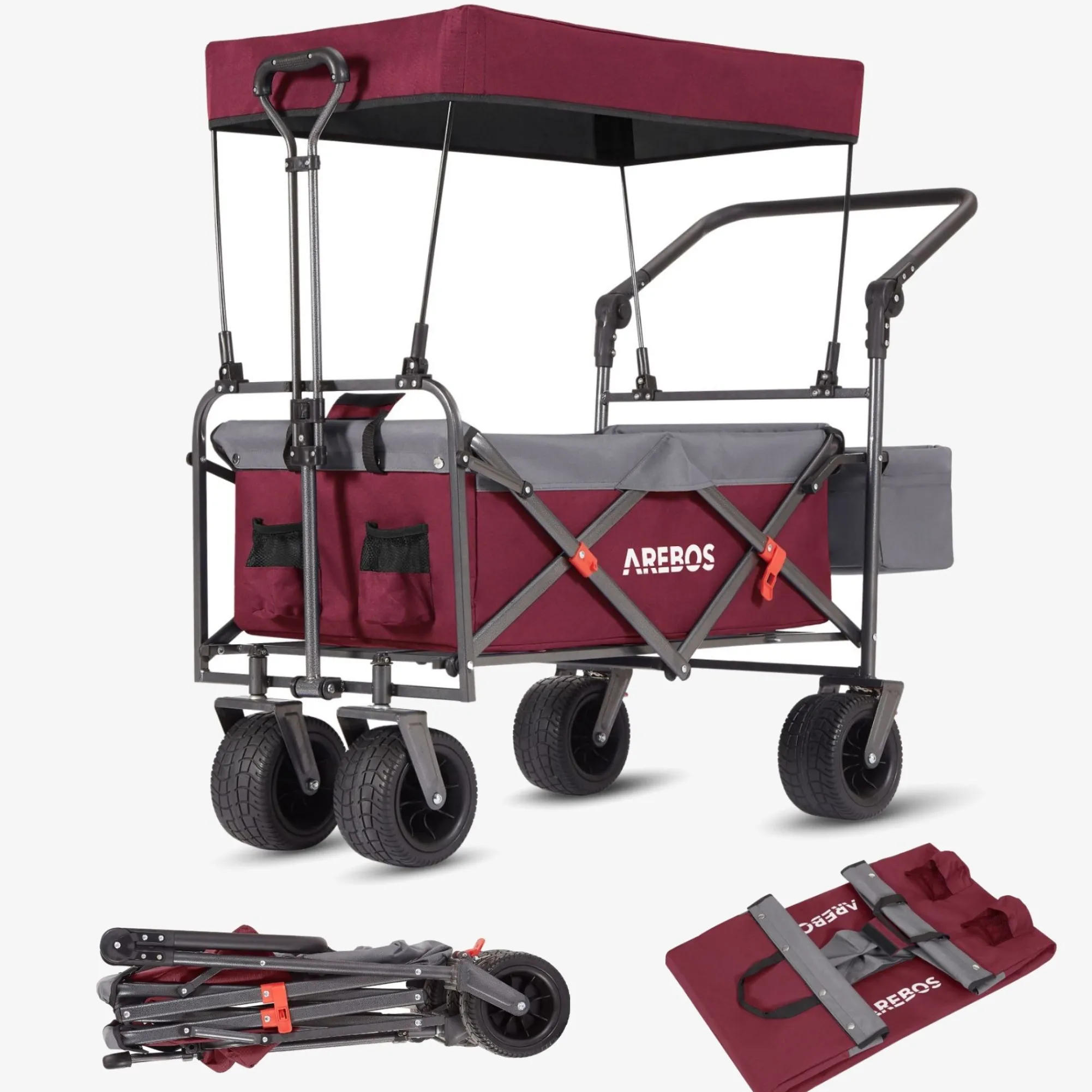 Arebos Bollerwagen mit Dach - Luxus Clearance