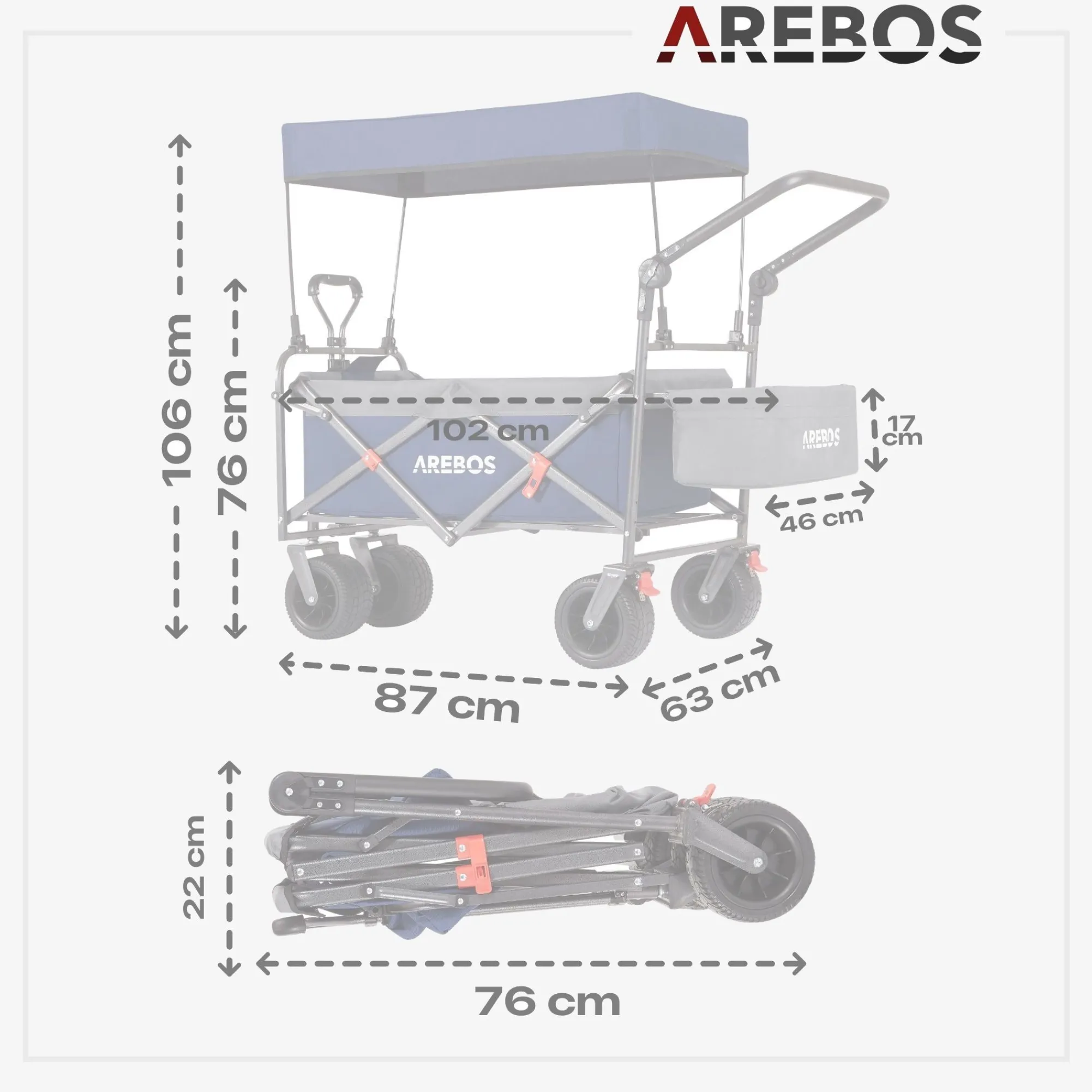 Arebos Bollerwagen mit Dach - Luxus Clearance
