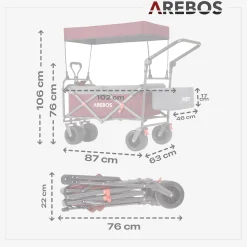Arebos Bollerwagen mit Dach - Luxus Clearance