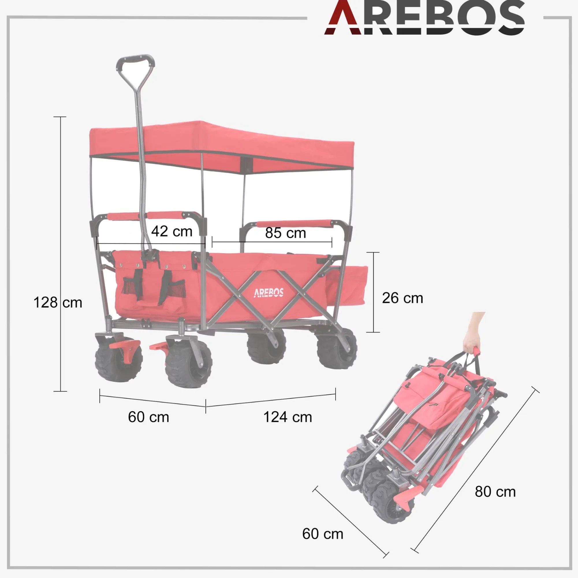 Arebos Bollerwagen mit Dach Standard Best