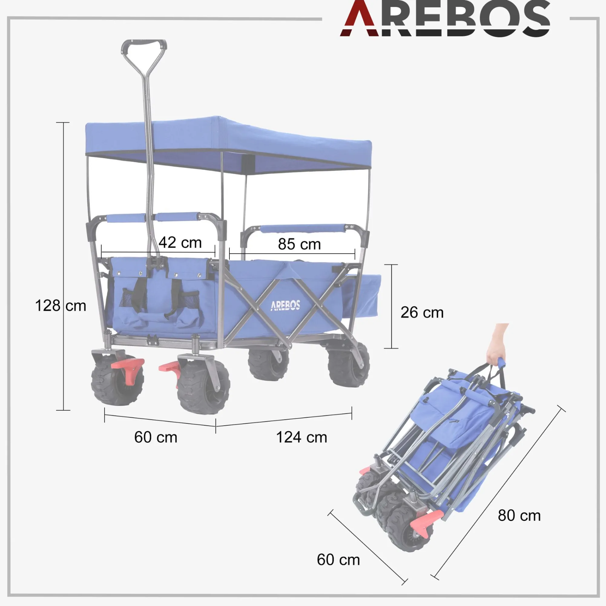 Arebos Bollerwagen mit Dach Standard Best