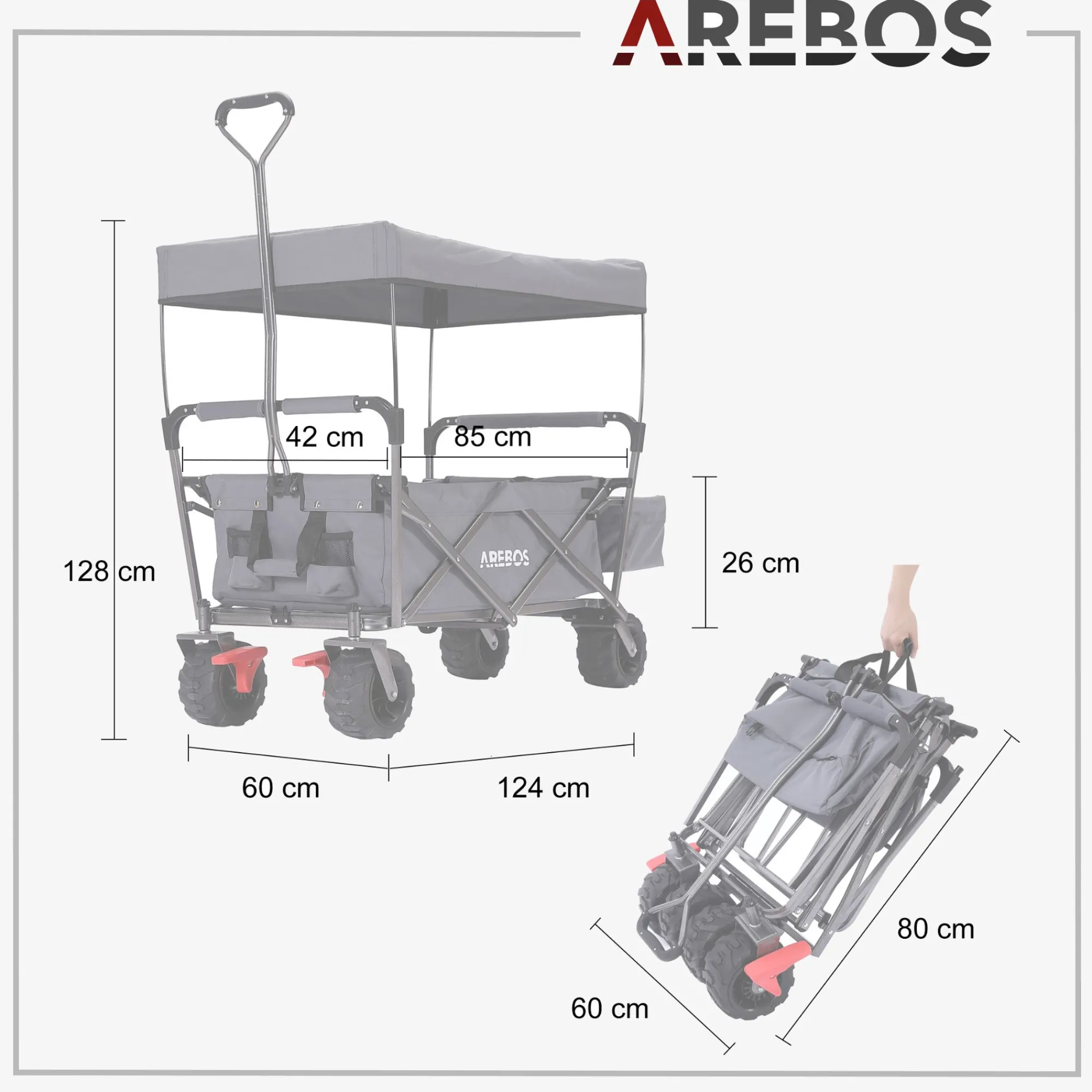 Arebos Bollerwagen mit Dach Standard Best