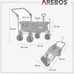Arebos Bollerwagen mit Teleskop Schubstange Best