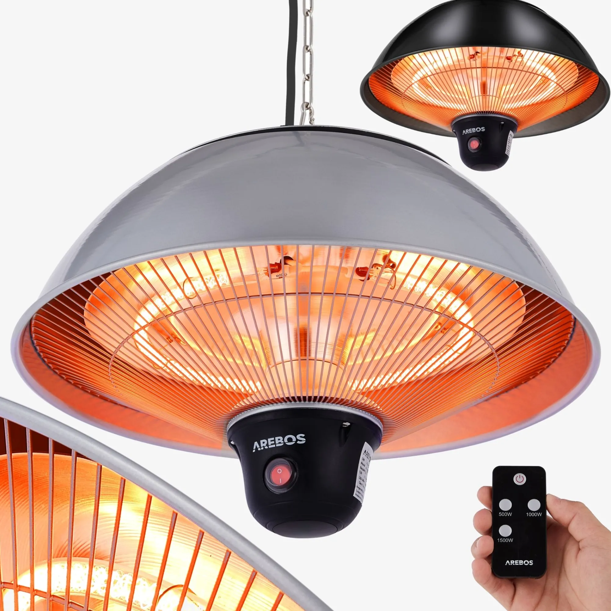 Arebos Deckenheizstrahler 1500W mit Fernbedienung Hot