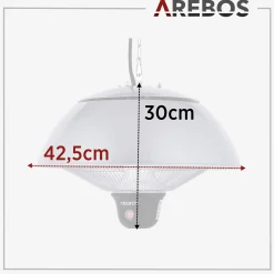 Arebos Deckenheizstrahler 1500W mit Fernbedienung Hot