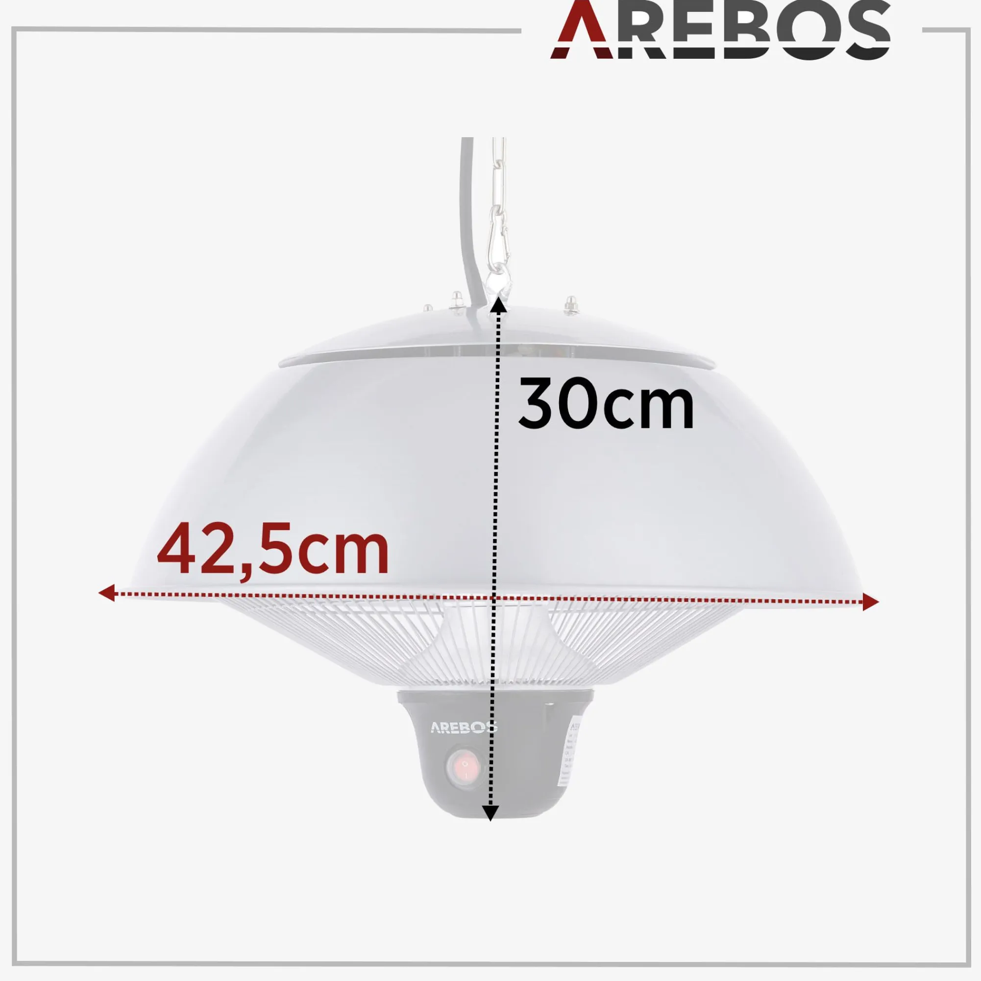 Arebos Deckenheizstrahler 1500W mit Fernbedienung Hot
