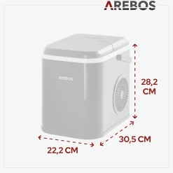 Arebos Eiswürfelmaschine 1,1 L Schwarz Hot