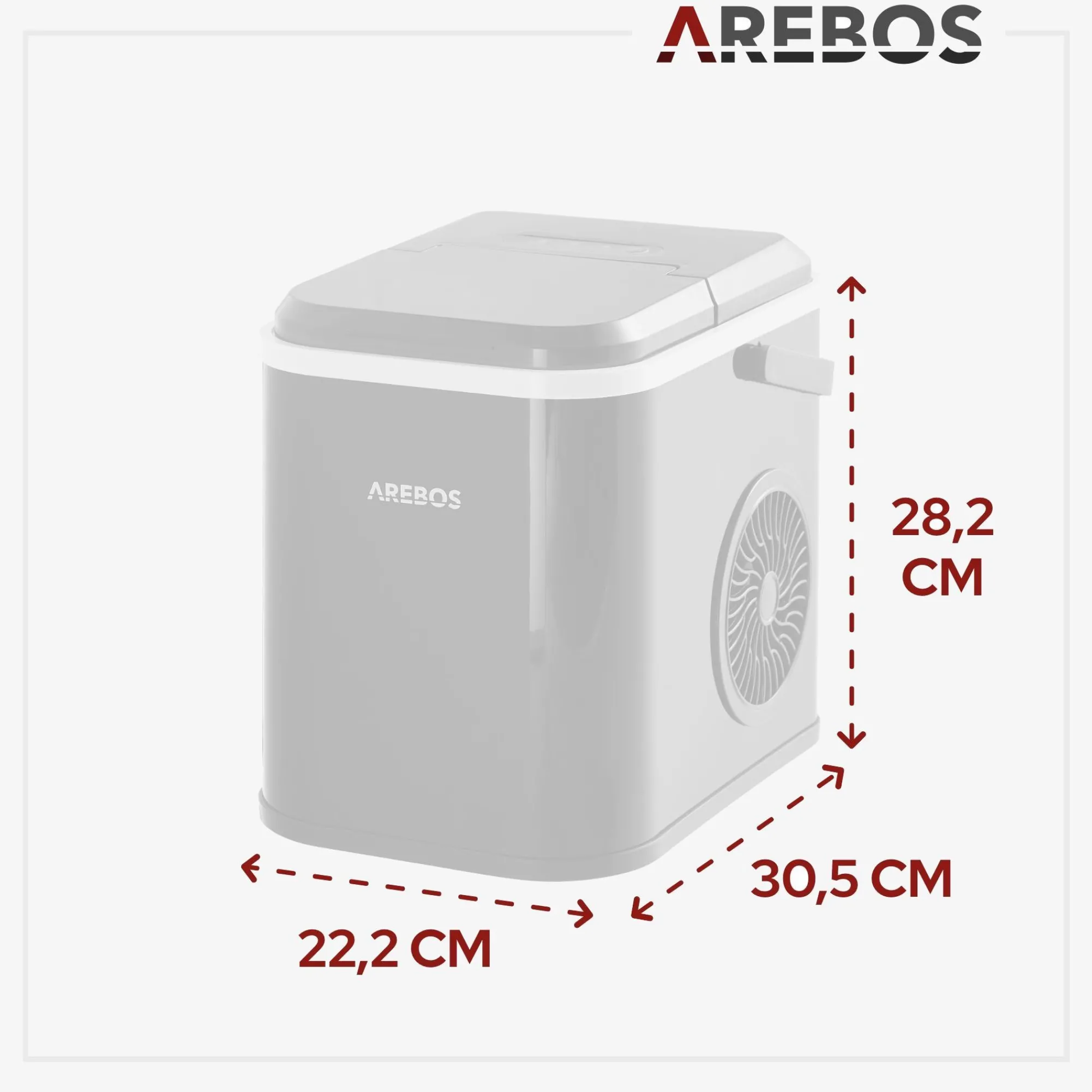 Arebos Eiswürfelmaschine 1,1 L Schwarz Hot