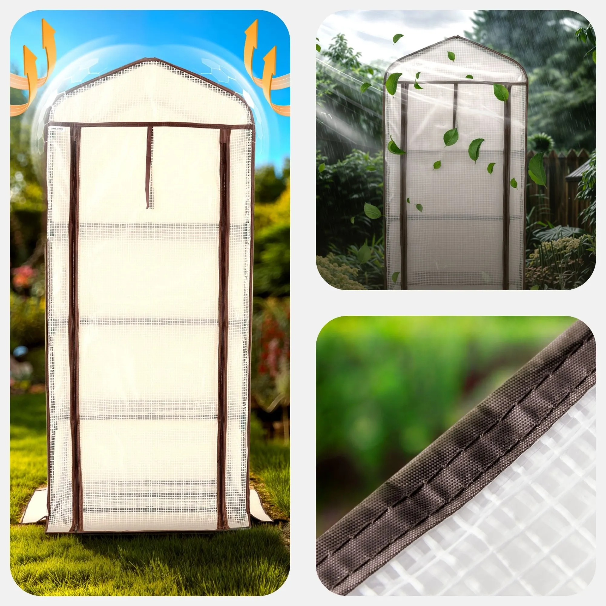 Arebos Foliengewächshaus mit Ablagen 70 x 50 x 158 cm Discount