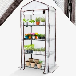 Arebos Foliengewächshaus mit Ablagen 70 x 50 x 158 cm Discount