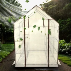 Arebos Foliengewächshaus mit Ablagen 143 x 143 x 195 cm