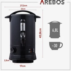 Arebos Glühweinkocher 6,8 L Schwarz Outlet