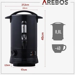 Arebos Glühweinkocher 8,8 L Schwarz Outlet