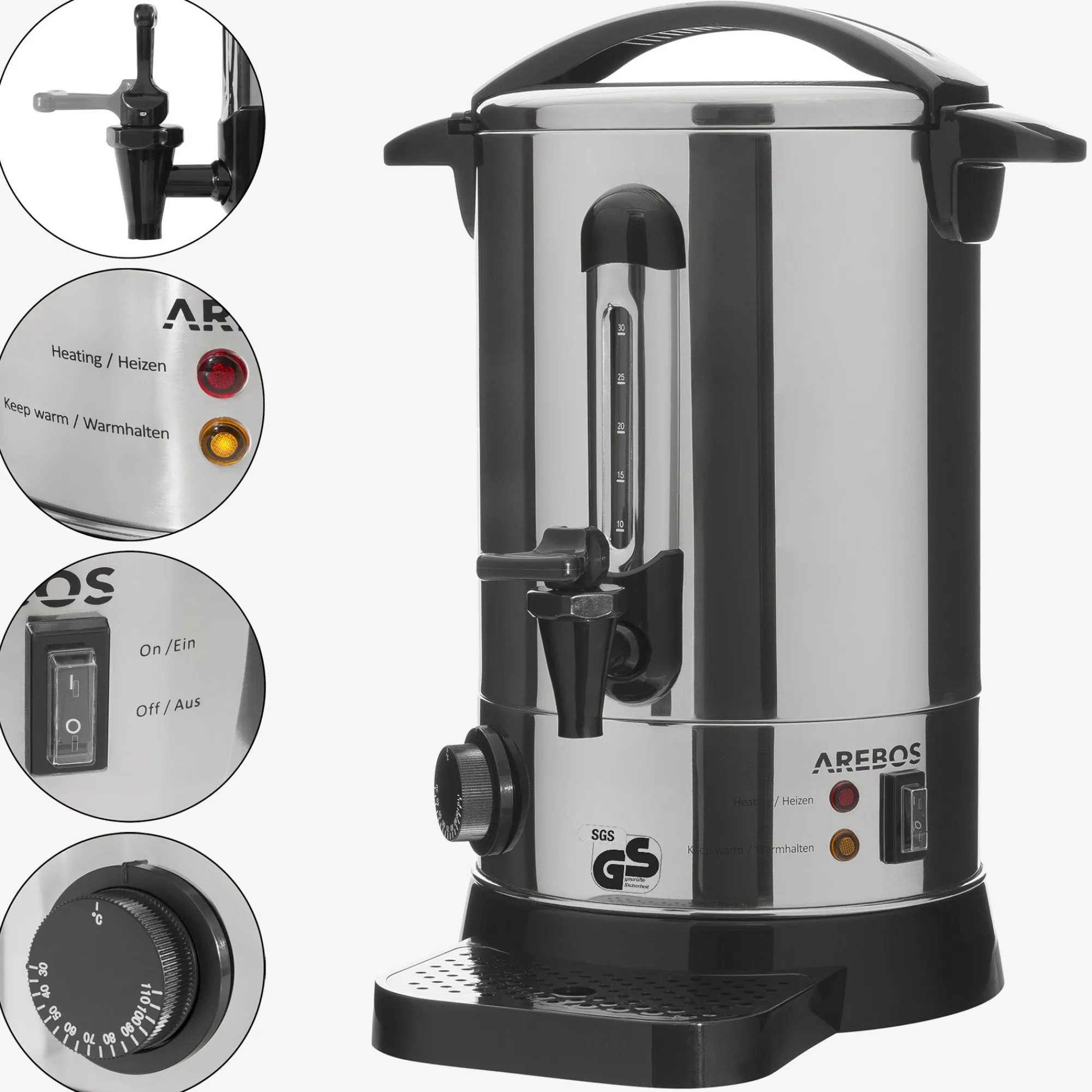 Arebos Glühweinkocher 6,8L 950W Edelstahl Outlet