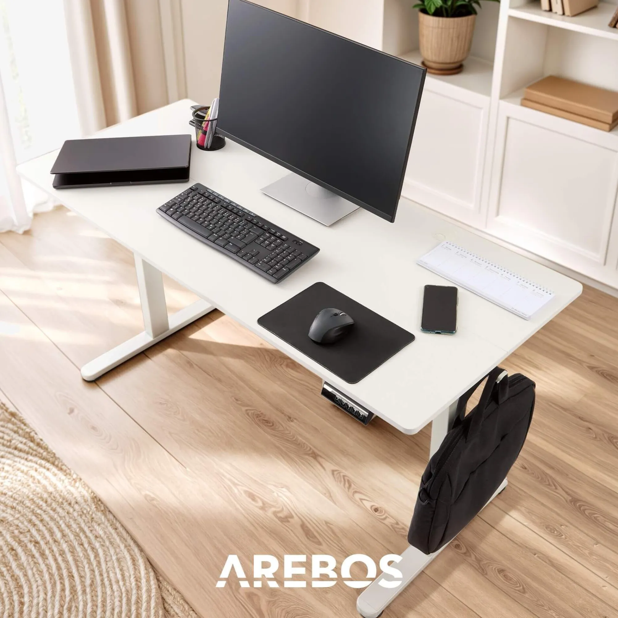 Arebos Höhenverstellbarer Schreibtisch 140 x 60 cm