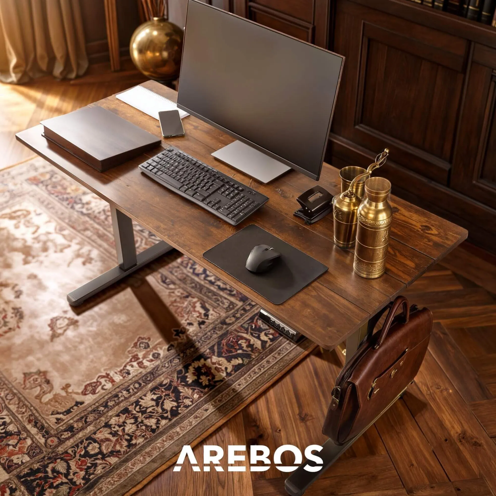Arebos Höhenverstellbarer Schreibtisch 140 x 60 cm