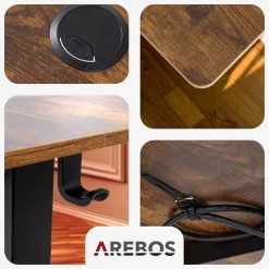 Arebos Höhenverstellbarer Schreibtisch 140 x 60 cm
