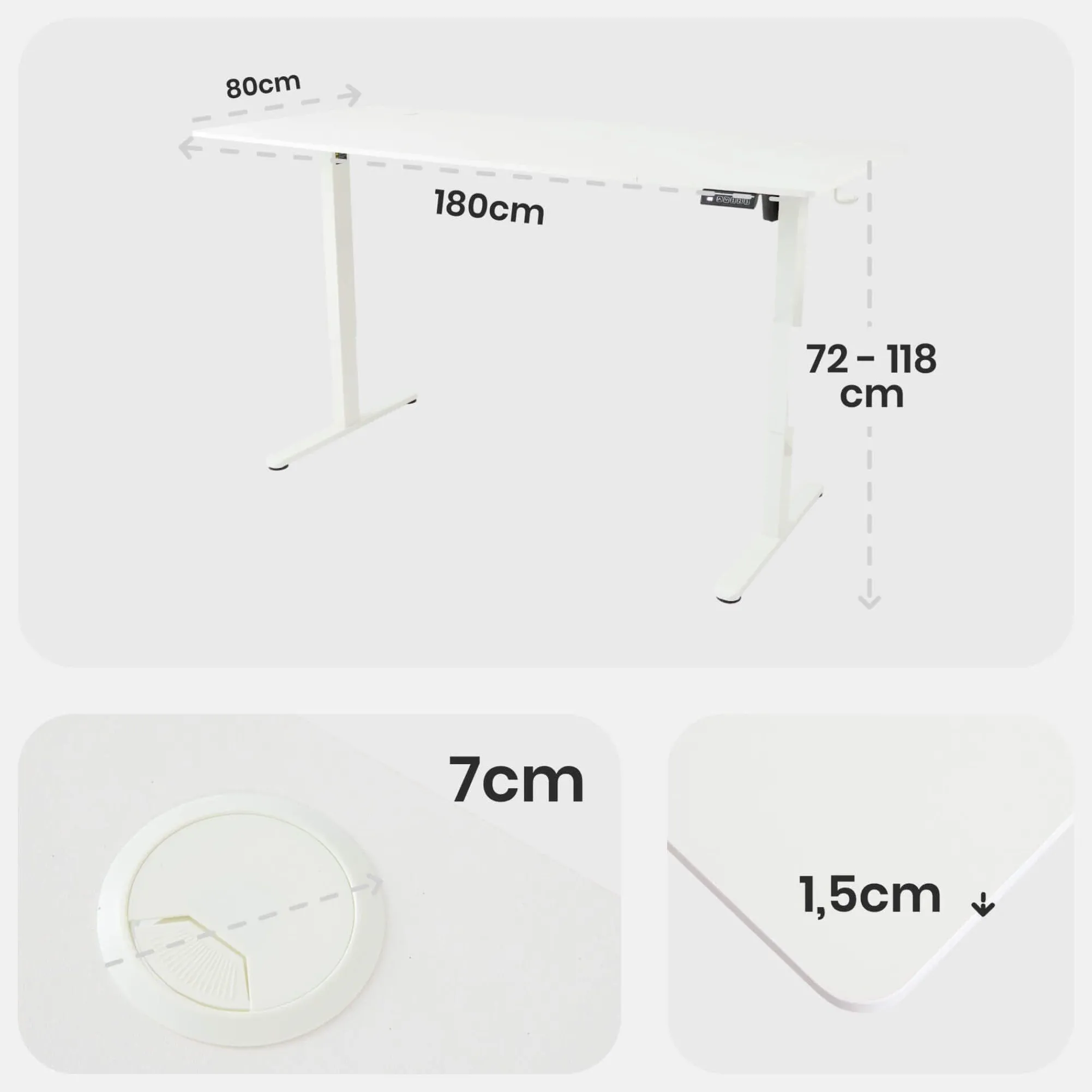 Arebos Höhenverstellbarer Schreibtisch 180 x 80 cm Sale
