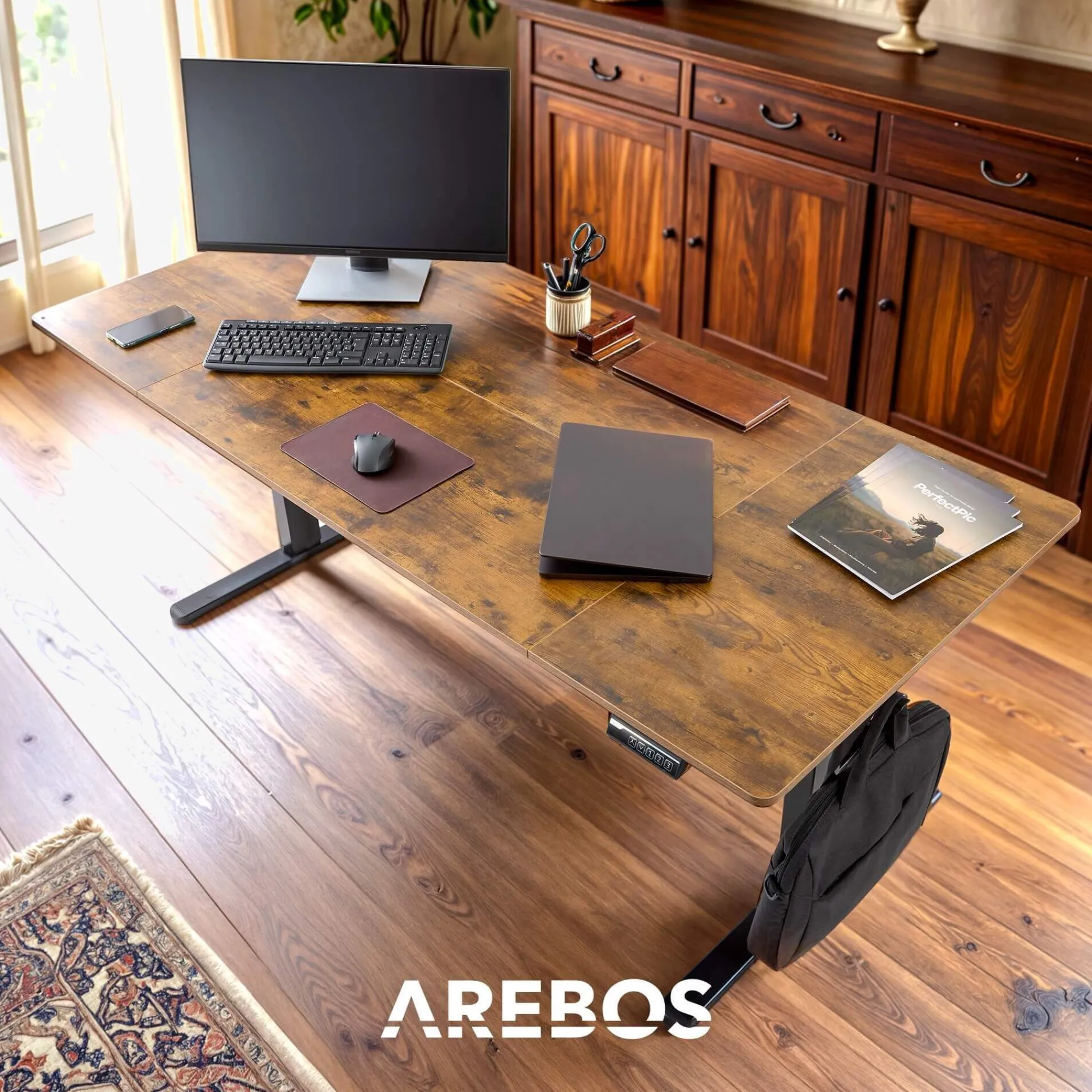 Arebos Höhenverstellbarer Schreibtisch 180 x 80 cm Sale