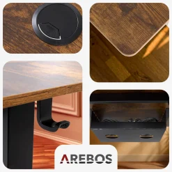 Arebos Höhenverstellbarer Schreibtisch 180 x 80 cm Sale