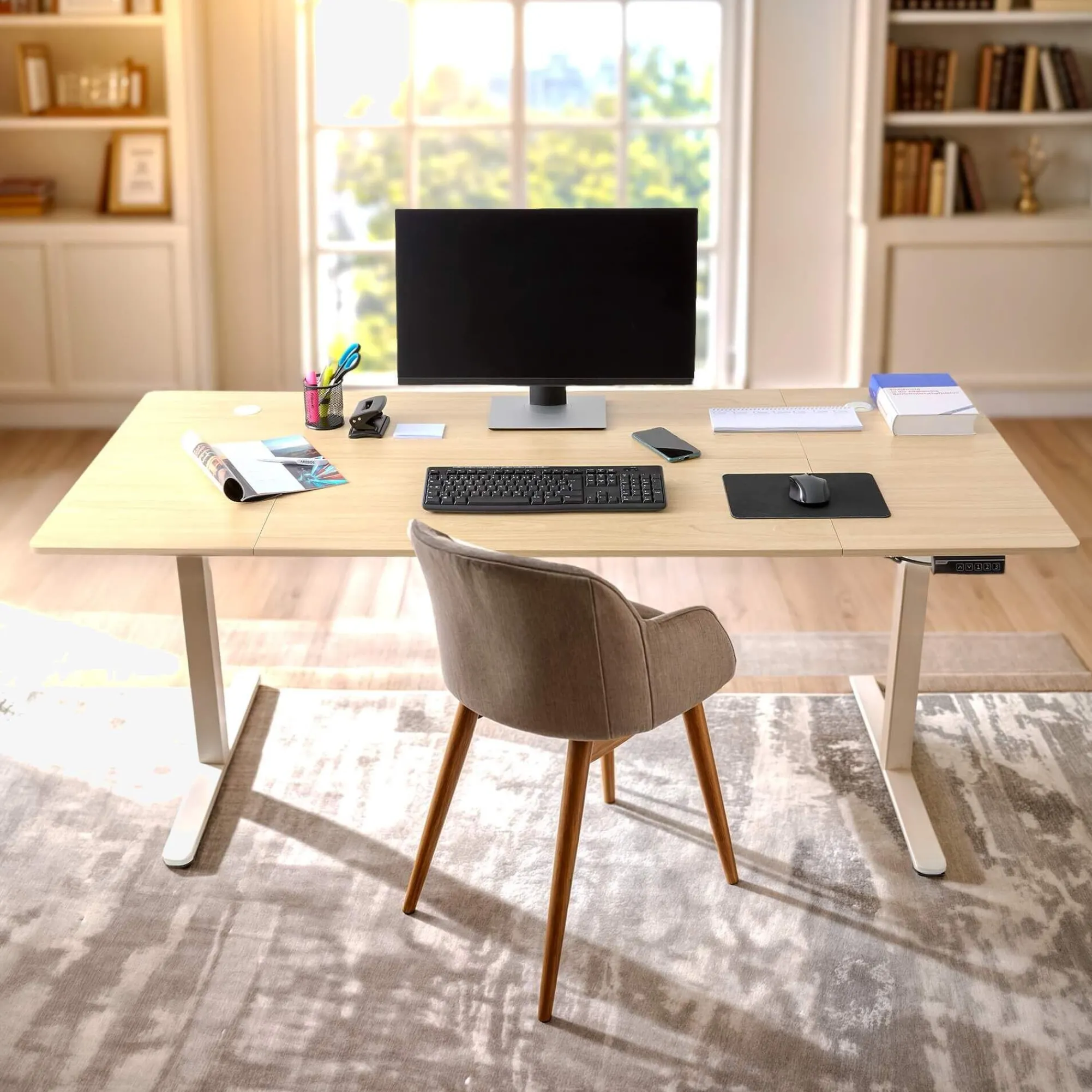 Arebos Höhenverstellbarer Schreibtisch 180 x 80 cm Sale