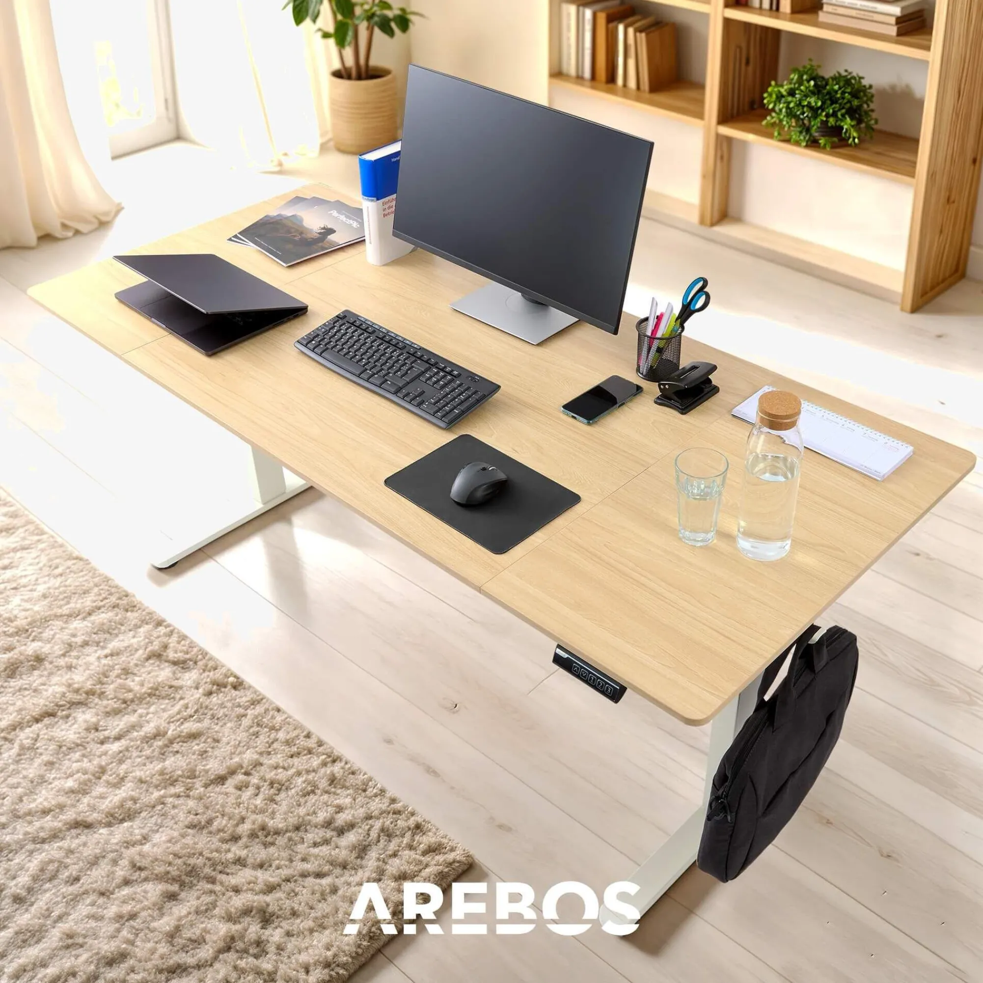 Arebos Höhenverstellbarer Schreibtisch 180 x 80 cm Sale