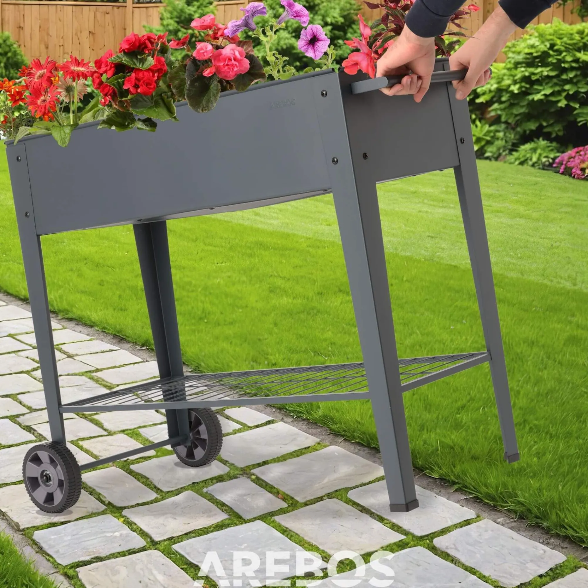 Arebos Hochbeet aus Metall mit Rädern - Anthrazit Clearance