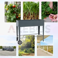 Arebos Hochbeet aus Metall mit Rädern - Anthrazit Clearance