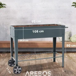 Arebos Hochbeet aus Metall mit Rädern - Anthrazit Clearance