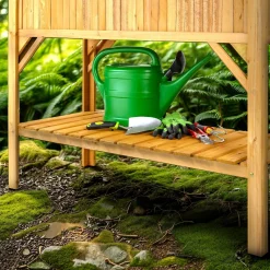 Arebos Holz Hochbeet mit Ablage New