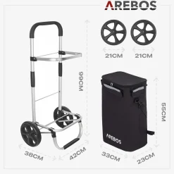 Arebos 3in1 Einkaufstrolley Schwarz Outlet