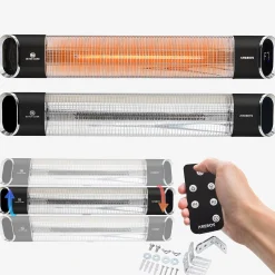 Arebos Infrarot Heizstrahler 2000W mit Fernbedienung Premium Schwarz Outlet