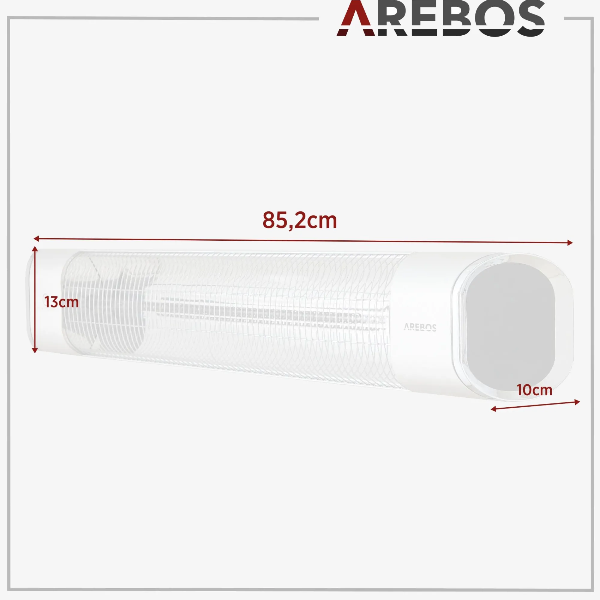 Arebos Infrarot Heizstrahler 2000W mit Fernbedienung Premium Silber