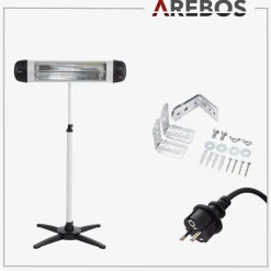 Arebos Infrarot Heizstrahler 2500W mit Kreuzstativ Clearance